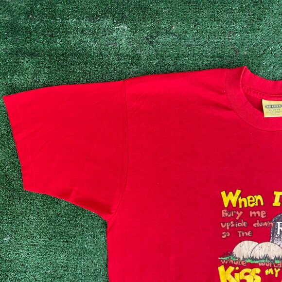 Vintage 80s Funny Quote Shirt Grave Humor Single Stitch Tee - Picture 2 of 6